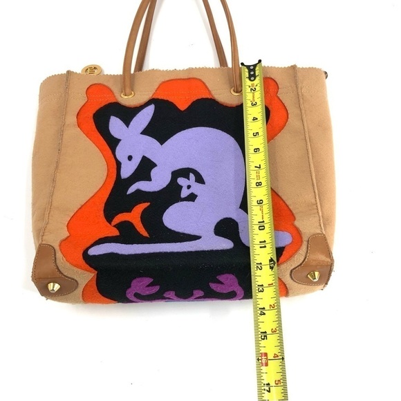 Rare Michael Simon Kangaroo Tote Bag Colorful Felt Carryall Designer Artsy Purse - Picture 12 of 13